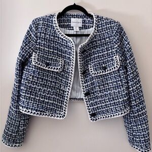 Christian Lacroix Navy White Tweed Blazer EUC